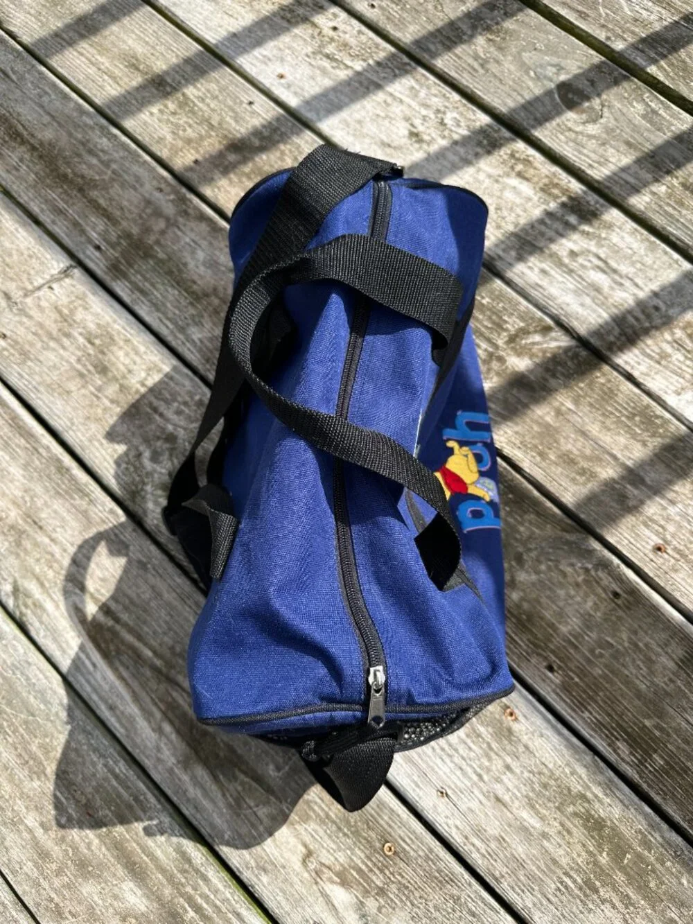 Vintage Winnie the Pooh Duffle Bag 90's Blue Pockets Tote 90's
